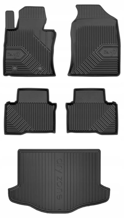 Frogum Voordeelset - Premium Automatenset No.77 + Dry Zone Kofferbakmat - Geschikt voor SsangYong Tivoli (2015-2019) - Pre-facelift - Hoge laadvloer - Zwart