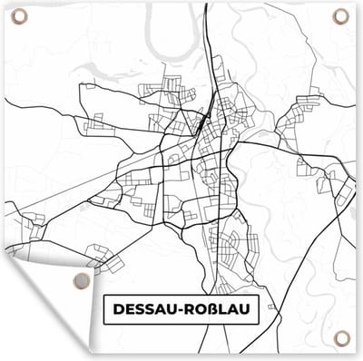 Tuin poster Dessau-Roßlau - Kaart - Stadskaart - Plattegrond - 200x200 cm - Tuindoek