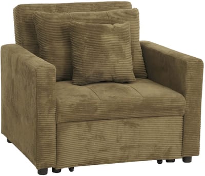 Fauteuil bed MCW-L90, inklapbare fauteuil logeerbed, ligvlak 200x100cm stof/textiel koord ~ groen