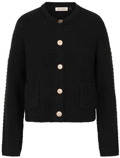 Banned Retro Victoria Wool Mix Vest Cardigan zwart S