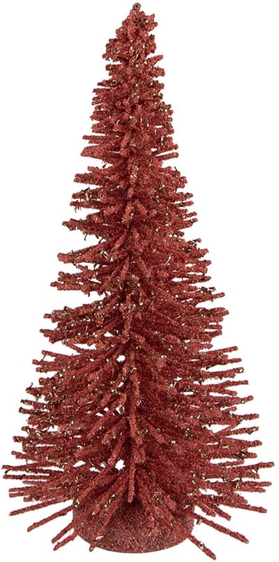 Clayre & Eef Kerstdecoratie Beeld Kerstboom Ø 17x30 cm Roze Hout
