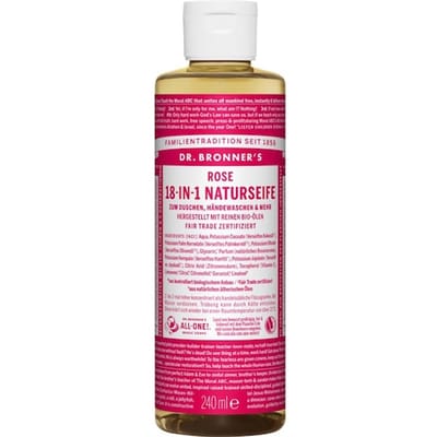 Dr. Bronner's Vloeibare zeep Roos 18-in-1 natuurlijke Blokzeep Dames 240 ml
