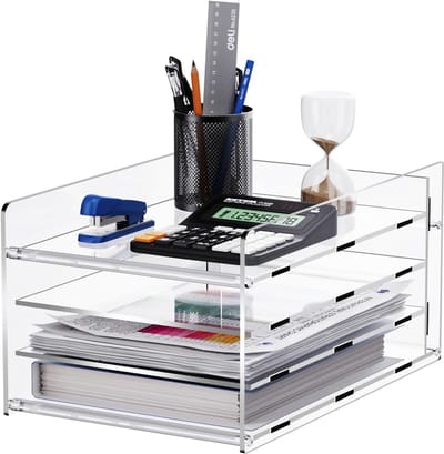 Papieren Organizer - Documentenhouder Bureau - Bureau Opruimen - 4 Laags Ontwerp - 35x22x22 cm - Helder