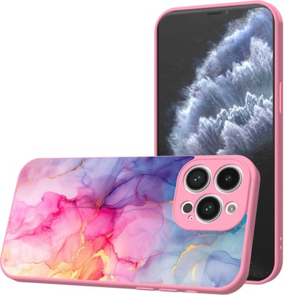 Smartphonica Telefoonhoesje Geschikt voor iPhone 11 Pro met Regenboog Marmer opdruk - TPU Back Cover Case Rainbow Marble Design - Roze geschikt voor iPhone 11 Pro