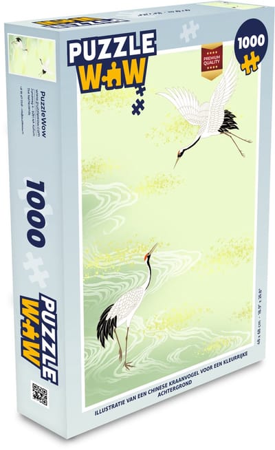 Puzzel Illustratie van een Chinese kraanvogel voor een kleurrijke achtergrond - Legpuzzel - Puzzel 1000 stukjes volwassenen