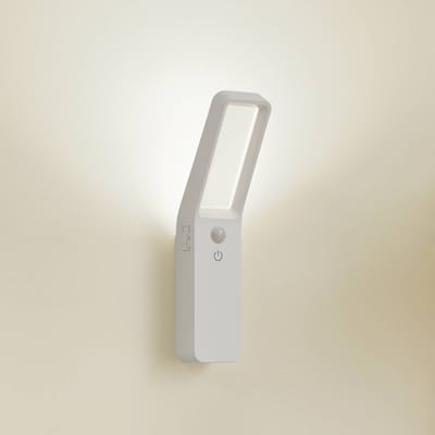 Lindby - LED wandlamp- met dimmer - 1licht - ABS, polycarbonaat - H: 18 cm - wit, transparant - Inclusief lichtbron