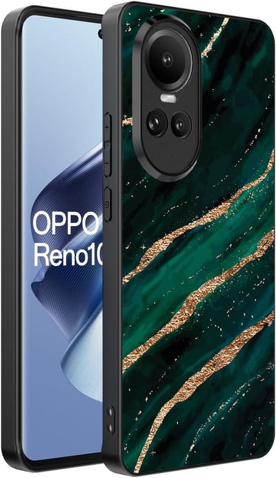Smartphonica Telefoonhoesje Geschikt voor Oppo Reno 10 / 10 Pro met marmer opdruk - TPU backcover case marble design - Groen Goud geschikt voor Oppo Reno 10;Oppo Reno 10 Pro
