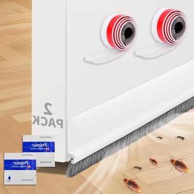 Draught Excluder Set van 2 - Geluidsisolatie en Sealing Tape met Borstel voor Deuren en Ramen, Bescherming tegen Koude, Wind, Insecten en Stof