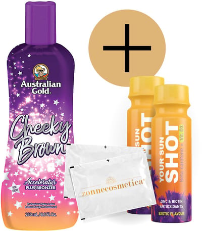 Australian Gold - Cheeky Brown + 2 Your Sun Shots + 2 Verfrissingsdoekjes