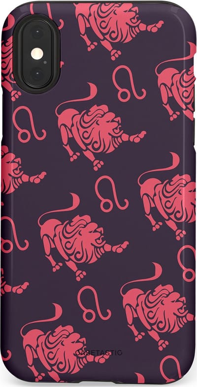 Casetastic Hoesje Geschikt voor Apple iPhone X/Xs - Stijlvolle Beschermende Duo-layer Case - Zodiak leeuw