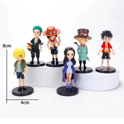 6 stuks/set One Piece Anime Figuur Monkey D Luffy Roronoa Zoro PVC Verzamelbaar Figuur Decoraties Poppen Speelgoed Fans Verjaardagscadeaus black