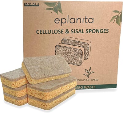 Natuurlijke plantaardige scrubsponzen voor keuken en badkamer - 6 stuks, biologisch afbreekbaar