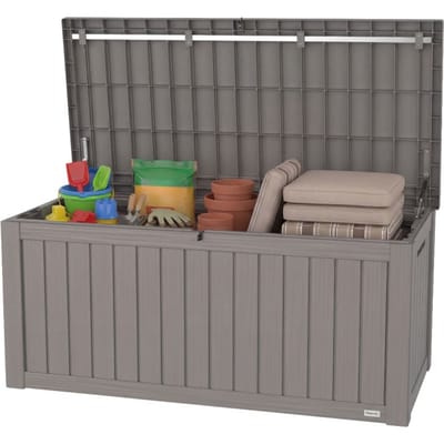 LifeGoods Opbergbox - 450L - Kussenbox - Waterdicht - Tuinkussenbox - Roestvrij - Tuinbox - 142x67x60 cm - Grijs