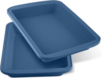 Bakvorm Rechthoekig - Cakevorm Brownieschaal - Oven Gebruik - Inclusief Handvatten - 30 x 20 cm - Blauw