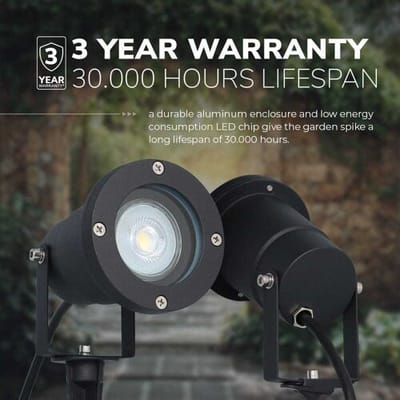 9x HOFTRONIC Sydney - GU10 Tuinspot voor buiten - 1.5 Meter kabel met eurostekker - 5 Watt 450 lumen - Aluminium Prikspot met grondspies - IP65 waterdicht - 4000K Neutraal wit - Ook te gebruiken als wandspot - Gazon spotlight - Schijnwerper