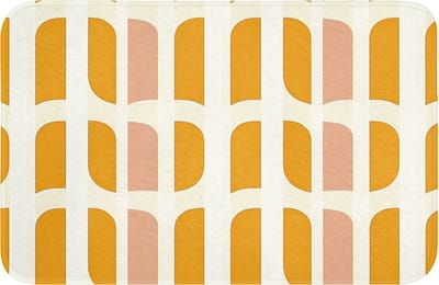 Badmat 60x40 cm - Antislip - Geometrisch - Patroon - Geel - Roze - Badmatten voor badkamer - Badkamermat - Douchemat - Badkamer mat