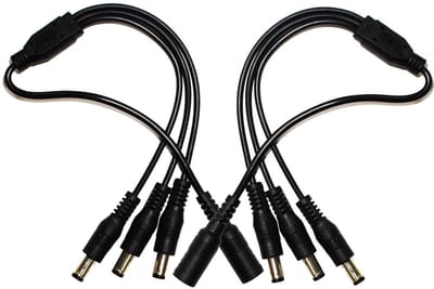 Security-01 1 tot 3-weg DC Power splitter kabel zwart, stekker 5,5 mm x 2,1 mm