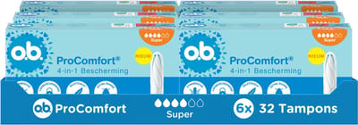 o.b. ProComfort Advanced Super - 4-in-1 bescherming - tampons - tampon zwaardere menstruatiedagen - 6x32 tampons