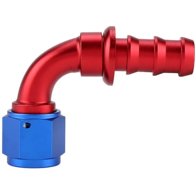 AN10 90 Degrés Push On Twist Lock Tuyau Ligne d'Huile Gaz Carburant Raccord Mâle red