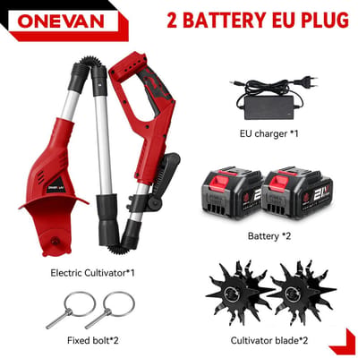 ONEVAN Borstelloze 1600W Elektrische Frees Frees Cultivator Grasmaaier Draadloze Verticuteerder Tuingereedschap Voor Makita Batterij Pin 2 Battery-EU