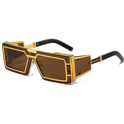 Nouvelles Lunettes de Soleil Mode Hommes Technologie Future Métal Avancé Carrées Style Punk Lunettes de Soleil Ins Personnalité Extérieur Street Shooting black