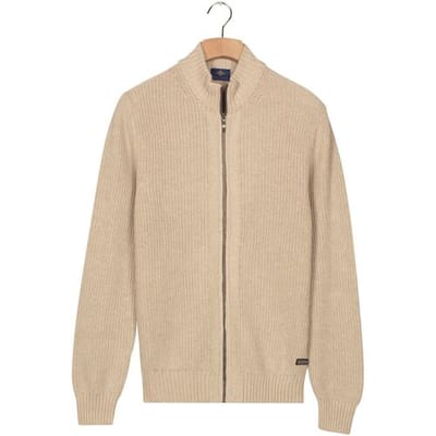 Baileys Vest Uni Color Cotton Fullzip Allover Structure Knit Kitt / male