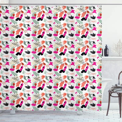 ABAKUHAUS Abstracte Douchegordijn – Vormloze Geometrische Kleurrijke Stof – 175x220 cm