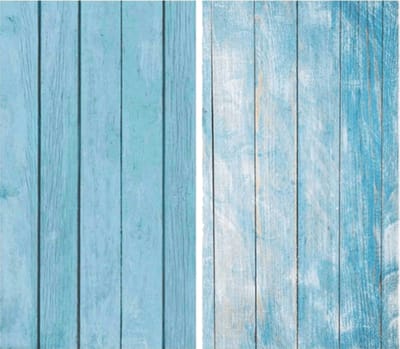 DW4Trading Dubbelzijdige Vinyl Achtergrond - Food en Product Fotografie - Backdrop - 87x57 cm - Hout Licht Blauw