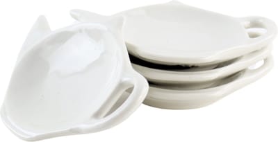 OTIX Theezakjeshouder - Theezakjes - Schoteltje - 4 stuks - Aperitief - Snack - Schaaltje - Sausbakje - Theetip - Wit - Porcelein