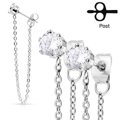Oorbellen chain 0.8x6x3- zilver - LMPiercings