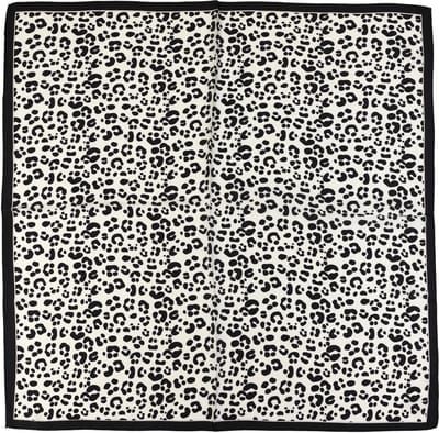 Vierkante Sjaal met Fijnmazig All-Over Pantermotief en Contrastkader (70x70cm) - Zwart