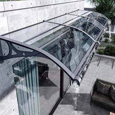 Aluminium Luifel - Regenscherm Buiten - Ingang Beschermen - Doorzichtig Polycarbonaat - Diverse Maten - Transparant Zwart