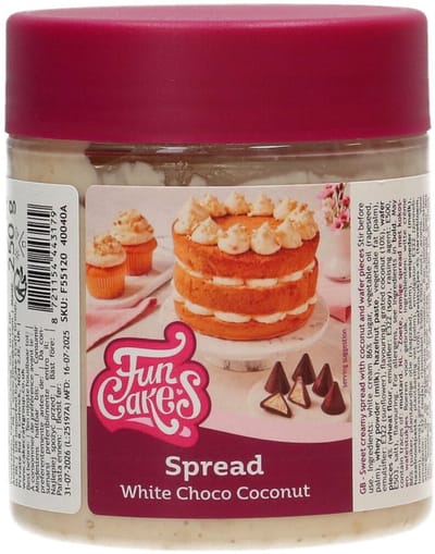 FunCakes Spread - White Choco Coconut - 250g - Topping of Vulling voor Taarten, Cakes en Cupcakes