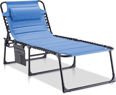 Inklapbare Zonneligstoel met Hoofdkussen - Verstelbare Tuin Ligstoel voor Balkon en Terras