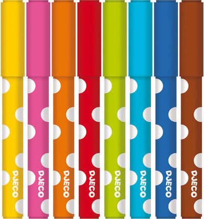 Djeco Uitwasbare Viltstiften - Set van 8 Pastels voor kinderen vanaf 3 jaar