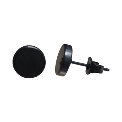 Aramat Jewels | Oorbellen | Stoere Zwarte Ronde Oorbellen - 8mm RVS | | | |8mm | Staal | Volwassenen | Verkleurd niet