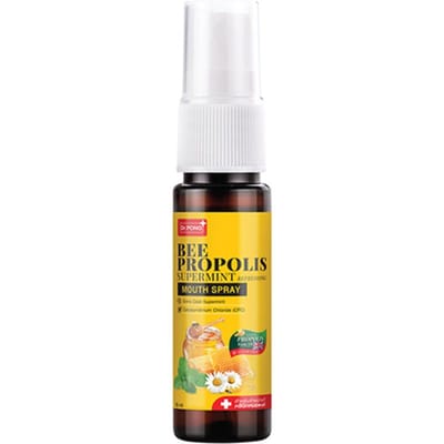 Dr.Pong+ Bee Propolis Supermint spray buccal, Extra Cool Supermint, Chioride de cétylpyridinium (CPO), 18 ml. x 1 / 3 pièces 18 ml. x 3 pcs