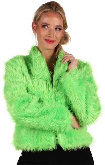 Bontjasje Neon Groen - Zachte Pluche Jas - Dames - Maat M/L