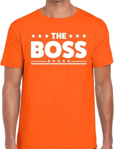 The Boss tekst t-shirt oranje heren - heren shirt The Boss - oranje kleding S