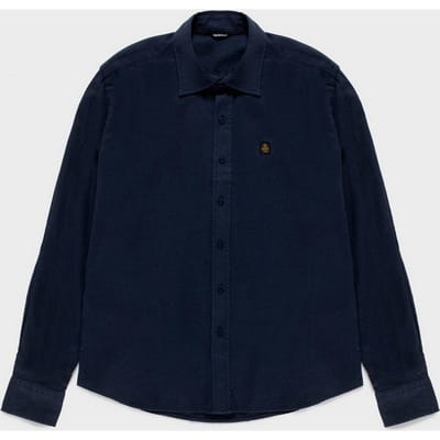 shirt gemengd linnen man marine blazer