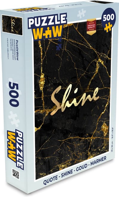 Puzzel Quote - Shine - Goud - Marmer print - Legpuzzel - Puzzel 500 stukjes