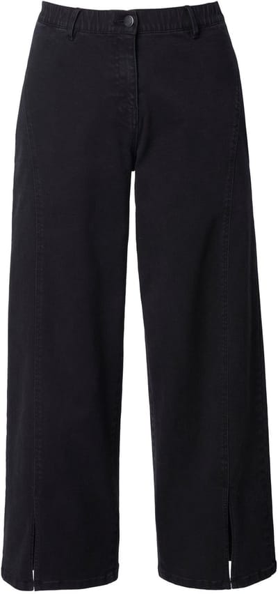 Ulla Popken - Dames - Barrel-jeans wijde pijpen siernaden - Zwart - Maat 42
