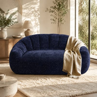 Zitzak - Zitbank 140x98x61 cm - Comfortabele zitbank - Kleine Sofa - Ergonomisch - Met armleuningen - Diepe Comfort Voor Woonkamer/Slaapkamer - Blauw