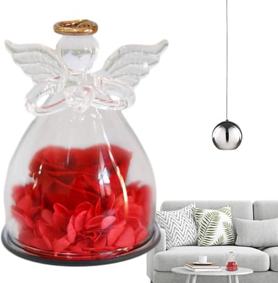 Engel Rozen Geschenk - Eeuwig Ornament - Decoratie Bruiloft - Fijn Vakmanschap - 11.2 x 16.7 cm - Transparant