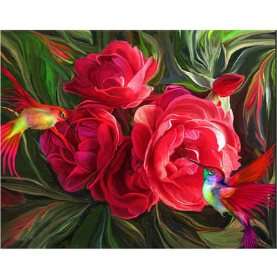 5D DIY diamant schilderij volledige ronde boor rode bloemen diamant borduurwerk kruissteek 20X30CM red