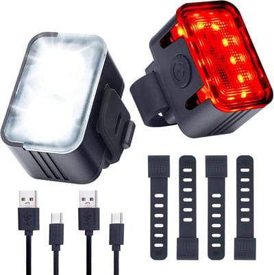 Fietsverlichtingsset - Voor en achter - Veilig fietsen - Ultrahelder LED - USB-C - Zwart