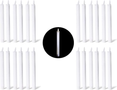 Set van 24 LED-kaarsen met taps toelopende vorm - kaarsen van echte was met bewegende vlam en timer - 22 cm hoog voor een diameter van 2,2 cm / 1x AA-batterij vereist - kaarsen met bewegende vlam