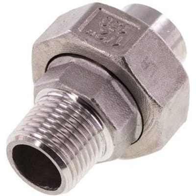 Rechte Aansluiting R1/2'' Buitendraad X 21.3mm Laseinde RVS Conische Afdichting 16bar