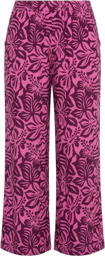 Studio Untold - Dames - Broek wijde pijpen bloemenprint elastische tailleband - Zomerbes - Maat 42+