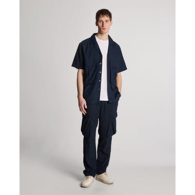 Lyle & Scott katoenen linnen overhemd met reverskraag - donkerblauw